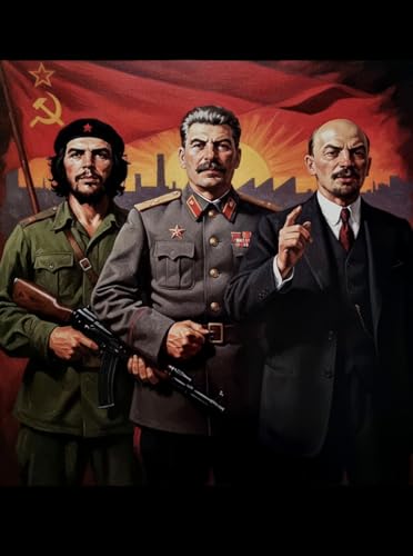 KUSTOM ART Poster décoratif mural série grands personnages de l'histoire Staline Che Guevara Lénin Impression artistique vintage sur papier patiné 40 x 30 cm sans cadre