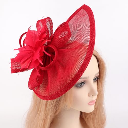 Image of DRESHOW Women Fascinator Hats Tea Party Hat Vintage Pillbox Hat Headband for Cocktail