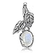 Natural Moonstone 925 Sterling Silver Leaf Vintage Inspired Pendant