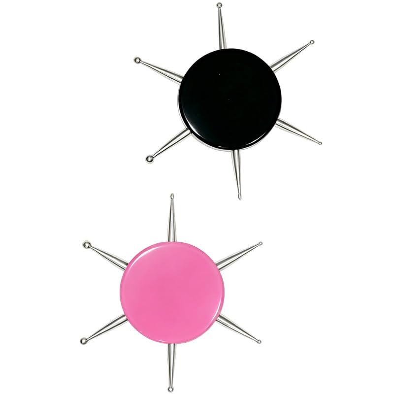 2Pcs Nail Dotting Tool, 6-in-1 Circular Dotting Tools Nail Art Pen, Stainless Steel Polka Dot Nail Tool Kit in 2 Colors for Pattern Tracing, Embossing, Painting, Professional Salon & Home Use