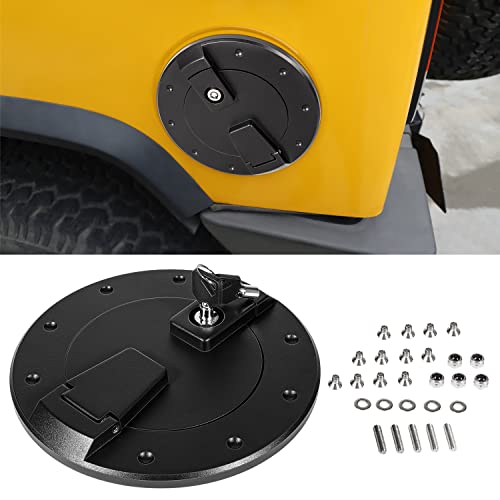 Sunluway Black Fuel Door Locking Billet Aluminum Gas Tank Cap Cover Fit For Hummer H2 2003-2009 #TOP5