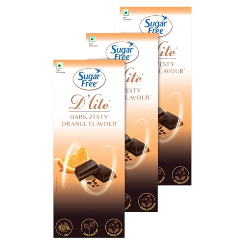 Image of Sugar Free D'lite Zesty Orange Flavour Dark Chocolate Bar, 80 Grams (Pack Of 3)