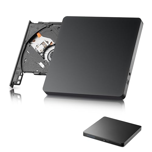 MAHAHUM External CD DVD Drive, USB 3.0 Type-C Portable CD Burner Optical Drive, Plug & Play DVD Player Reader for Laptop, Support Burn/Rip/Read Compatible with MacBook Windows 11/10/8/7 by MAHAHUM - Used condition - US$7.80