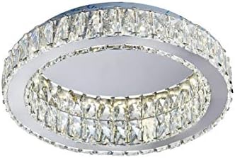 Am-Light Outstanding Circular Ceiling Light, with Semi Crystal Edge, Chrome Finish for Living Room, Bedroom and Hallway. Size : 35cm Diameter