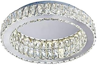 Am-Light Outstanding Circular Ceiling Light, with Semi Crystal Edge, Chrome Finish for Living Room, Bedroom and Hallway. Size : 35cm Diameter