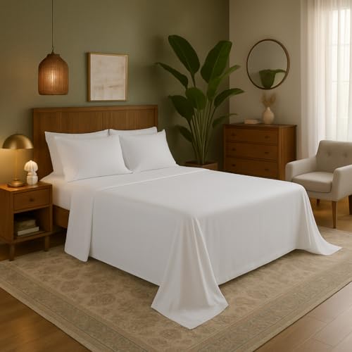 Lençol sem Elástico Cores Lisas Vários Tamanhos Micropercal 400 fios. (Branco, Solteiro) 412dNmnt4HL. SL500