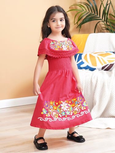 Image of Mexican Dress for Girls Traditional Vestidos Mexicanos Cinco de Mayo Embroidered Dresser Toddler Kids