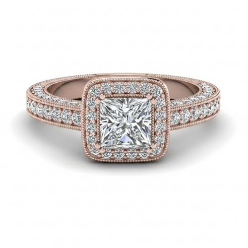Bague en diamant antique plaqué or rose : éclat vintage princier pour une élégance intemporelle