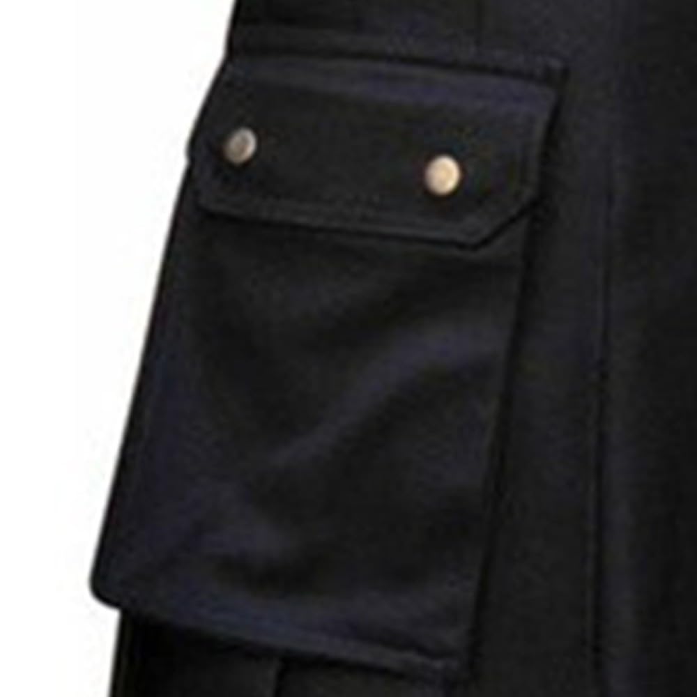 Falda escocesa retro para hombre con patrón de tartán de lujo, diseño gótico para uso al aire libre, falda de poliéster negra disponible en tallas M a 4XL (XL negro)