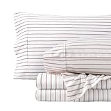 Bare Home Twin XL Sheet Set - College Dorm Size - 1800 Ultra-Soft Microfiber - Deep Pockets - Easy Fit - 3 Piece Set - Bed Sheets (Twin XL, Ticking Stripe - White/Burgundy)