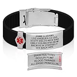 Divoti Sport ID Medical Alert Bracelet – Personalized Medical ID Bracelet – Trim-to-Fit Adjustable T