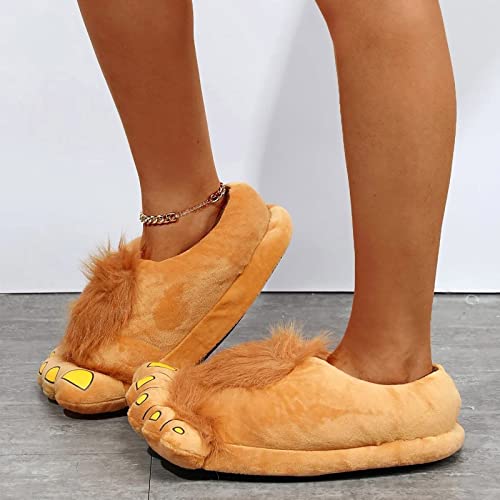 Novelty Big Toe Cartoon Fuzzy Slippers, Furry Warm Winter Comfortable Adventure Slippers Soft Home Slippers，A1-Brown - image 3