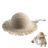 Sombrero de paja para mascotas, sombrero de paja, suministros para mascotas, lindo disfraz, para cachorros, gatitos, razas pequeñas y medianas, cosplay, fiesta, hogar, viajes, exteriores, caminar