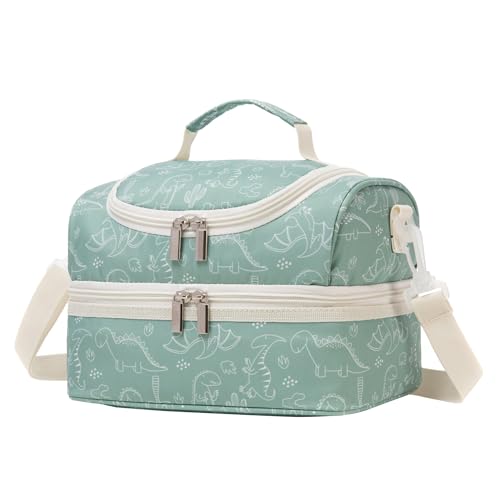 Life on track Insulated Kids Dual Compartment Lunch Bags Tote for Girls Boys Toddler Lunch Boxes Pre-School Toddler Kindergarten Picnic Camp Food Cooler Thermal with Strap by Life on track - Used condition - US$19.59