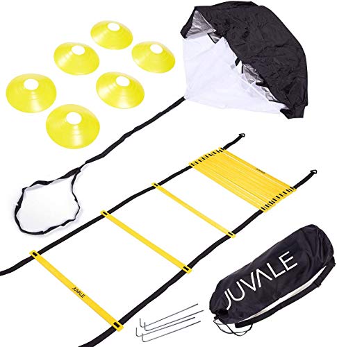 Juvale Speed and Agility Ladder Training Set with 6 Cones and Resistance Parachute