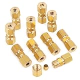 LTWFITTING 3/16-Inch OD Compression Union,Brass Compression Fitting(Pack of 10)