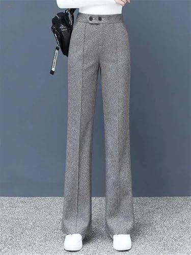 Women's 100% Merino Wool Knitted Casual Pants, Soft High Waist Woolen Trousers, Autumn Winter2