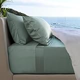 Cariloha Resort 4-Piece Sateen Sheet Set | Ocean Mist | Queen | Viscose Material | Thermal-Regulating, Extra Soft Cooling Sheets