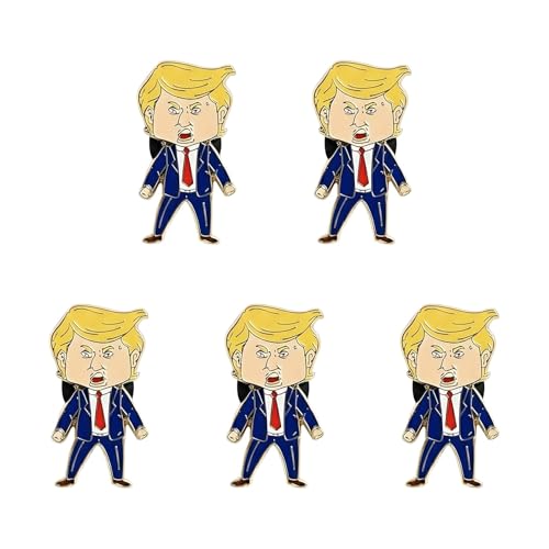 5 Pcs Happy Trump Lapel PinTrumps Pins For BackpackHatBagsJacket & CoatCute Happy Face