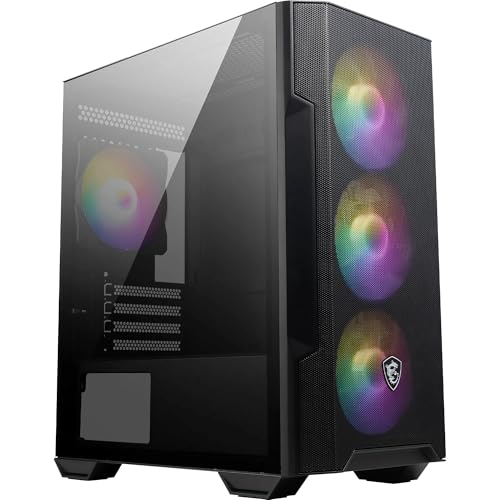 MSI MAG Forge M100R Boîtier PC Mini-Tour - Verre trempé, capacité Micro-ATX et Mini-ITX, Panneau Avant en Maille, 4 Ventilateurs ARGB de 120 mm avec contrôleur Hub, Filtre Anti-poussière magnétique