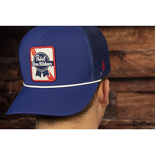 Hooey Officially Licensed Pabst Blue Ribbon Adjustable Snapback Mesh Back Trucker Hat (Blue) #TOP5