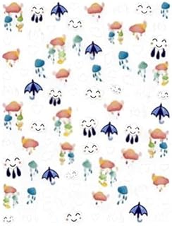 Smiley Rainbow Cloud Raindrops Umbrella Cloudy Rainy Summer 3D Nail Sticker Wg132 for Nails Design Nail Art Stickers Decals Supplies Manicure Tips Sticker Colorful for Nail Decorations