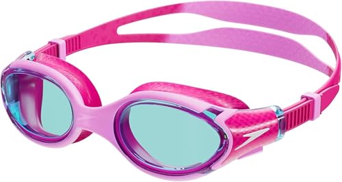 Speedo Unisex Kinder Biofuse 2.0 Schwimmbrille | Patentierte einfache Anpassung | Anti-Beschlag | Wasserdicht | Verbesserte Passform | Verbesserter Komfort Flamingo Pink/Electric Pink/Blue One Size