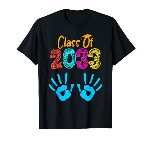 2033 Graduazione Camicia Handprint Il suo Lui Scuola Bambini Classe di Maglietta