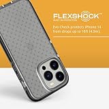 Tech21 iPhone 14 Evo Check, amortyzujące wstrząsy smukłe ochronne etui na telefon z ochroną FlexShock przed upadkami z wysokości 4,9 metrów i dodatkowymi przyciskami