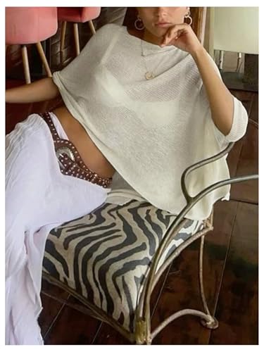 GORGLITTER Women's Sheer Knit Poncho Top Crochet Cropped Ponchos Shawl Lightweight Fall Sweaters Trendy 20253