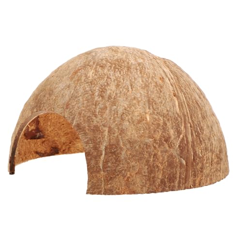 BESPORTBLE Natural Coconut Hideouts for Reptiles - Coconut Shell Habitat for Lizards - Snakes and Crabs Climbing and Hiding Cave for Aquatic and Terrestrial Pets