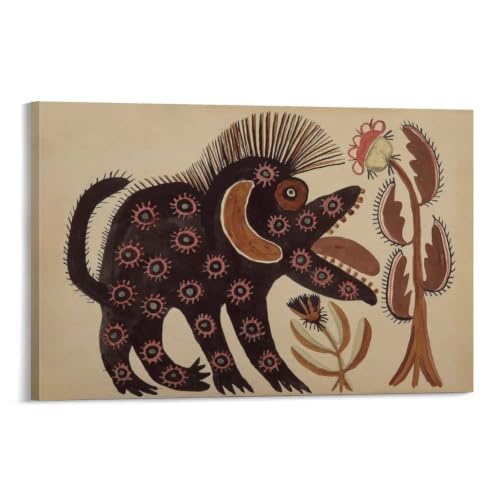 Black Beast 1936 By Maria Prymachenko Poster Artworks Canvas Room Aesthetic Wall Art Prints Decor Framed-unframed 08x12inch(20x30cm)
