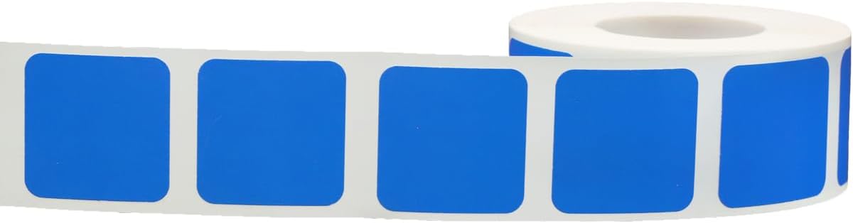 Blue Color Coding Labels for Organizing Inventory, Storage, Supplies, Retail, and More – 1 Inch Square Semi-Gloss Stickers, 500 Total Adhesive Labels Per Roll – Made in the USA