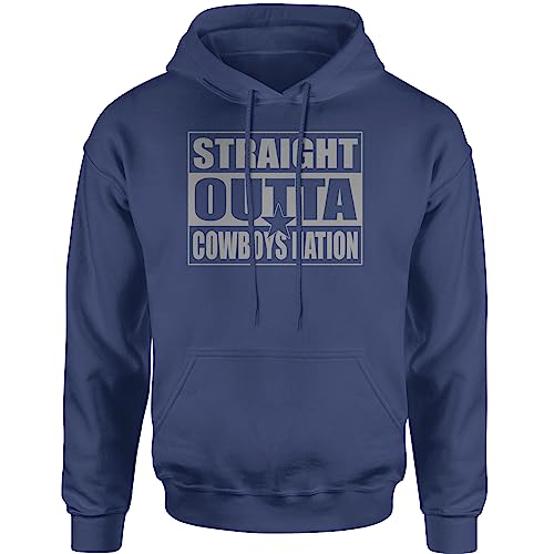 Expression Tees Hoodie Straight Outta Cowboys Nation Adult 3X-Large Navy Blue