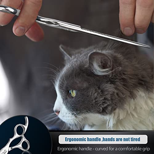 Jason 7.5" Dog Grooming Thinning Blending Scissor, Ergonomic Pet Grooming Thinner Blender Shears Cat Trimming Texturizing Kit With Offset Handle #TOP5