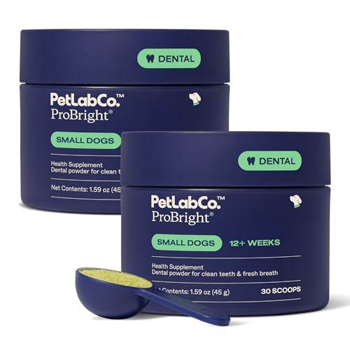 PetLab Co. ProBright Dental Powder - Dog Breath Freshener - Teeth Cleaning Made Easy – Targets Tartar & Bad Breath - Formulated for Small Dogs - Pack of 2