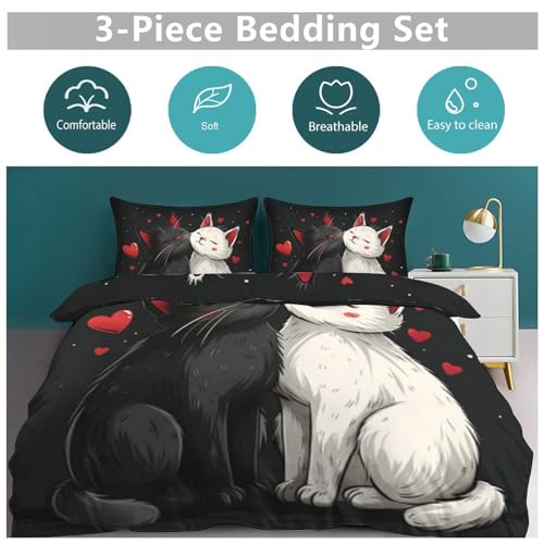 Funda nórdica de gato de 135x200 cm con fundas de almohada para cama infantil 7