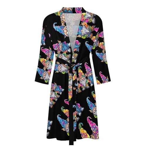 Peace Gnome Men's Bathrobes Soft Long Robe Lightweight Nightgown Sleepwear Loungewear3