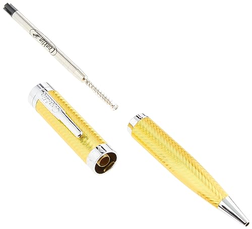 Bolígrafo amarillo Conklin Herringbone Signature de lujo y alta gama con clip cromado 2