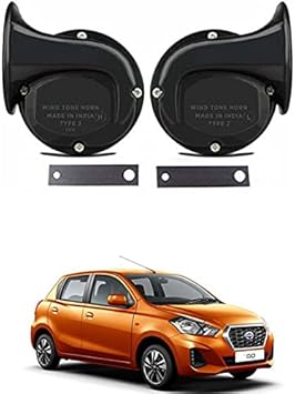 EIAC Universal Windtone Jalwa Horn (2 and 4 wheelers), Black color, Heavy plastic body, Set of 2, 12V voltage For Go Universal For All Models