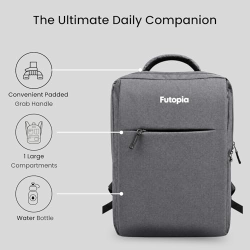 Image of Futopia Premium 26L Capacity Backpack Casual Bag With Fit 15.6 Inch Laptop, Side And Front Side Zipp Store, Luggage Strap, Lightweight & Durable For Men & Women Perfect For Office & College - Grey