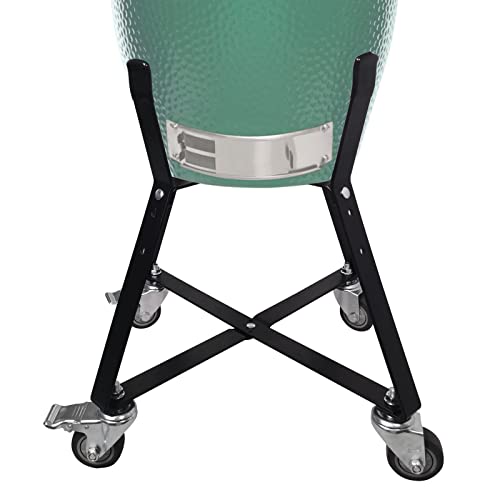Quantfire Small Big Green Egg Nest, Grill Stand for Big Green Egg Accessories, Rolling Nest with Heavy Duty Locking Caster Wheels Powder Coated Steel for BGE Smoker Kamado Joe Accessories