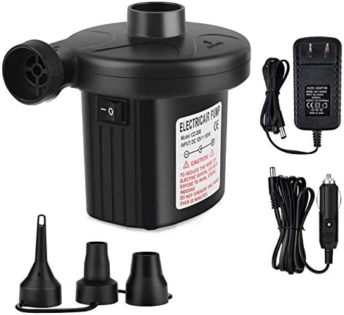 MUEAST Electric Air Pump Portable Quick-Fill AC DC Inflator Deflator Pump for Air Mattress Inflatables Pool Floats Water Toy Raft Bed Boat Pool Toy with Nozzles110-240 V (Black)