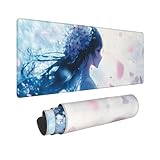 Grand Tapis de Souris Gamer 800x400mm Tapis Souris XXL, Lavable Fille Bleue Mousepad Gaming avec Bords Cousus et Base en Caoutchouc Antidérapante, pour Gamer/PC/Ordinateur/Personnel de Bureau, P1339