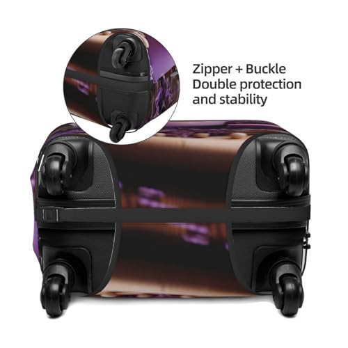 Purple Lavender with Candles Travel Luggage Cover Elastic Washable Suitcase Cover Protector Fashion Stretch Baggage Covers Dustproof Suitcase Sleeve Fits 18-32 inch luggage Large3