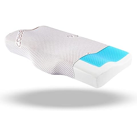 Premium Contour Memory Foam Pillow with Copper & Cooling Gel Infused Bamboo Polyester Pillowcase, 12cm to 6cm Sloped Height for Orthopaedic Support, Ergonomic Design Neck Pillow for All Seasons Use Cover