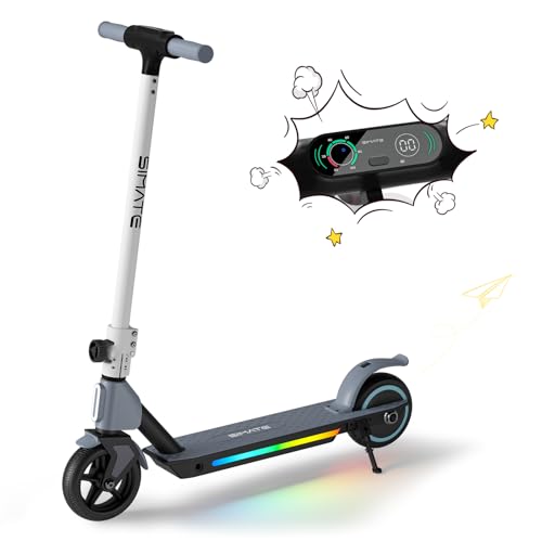 Electric Scooter for Kids 6-14, LED Display, Colorful Lights, Adjustable Height, Foldable, Double Brake - Perfect Gift for Boys and Girls