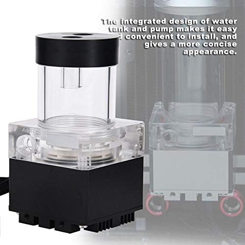 800L/H 8W 7V Water Cooling Pump Tank with 4 Meters Pump Head & LED Power Indicator G1/4 Thread Fast Heat Dissipation CPU Cooling System (Black 12cm)