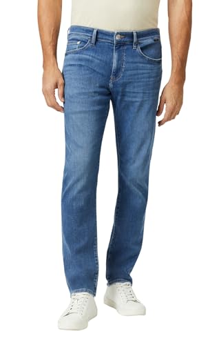Mavi Zach Men's Relaxed Straight Leg Jeans, Mid Rise Jeans for Men, Mid Brushed Feather Blue, 40 x 32