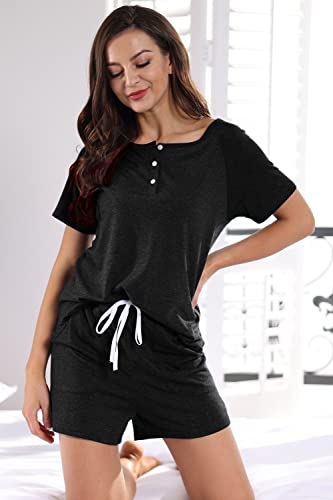 Image of WIHOLL Two Piece Outfits for Women Lounge Sets Button Down Top and Shorts Set Sweatsuits with Pockets